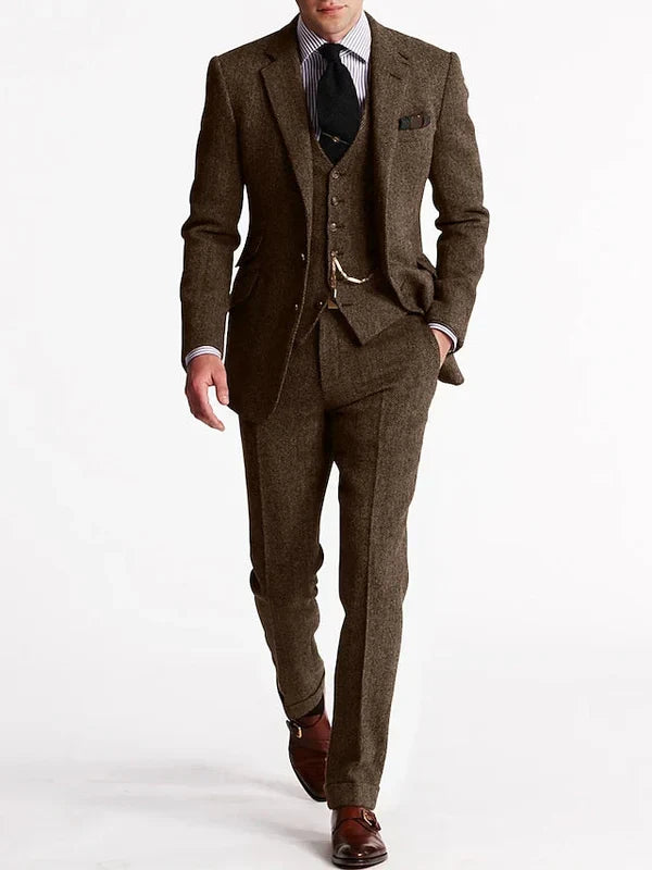 Tweed Tuxedo Suit with Jacket and Flat Front Trousers