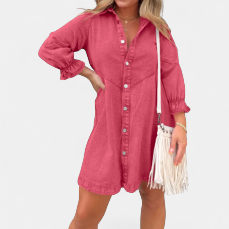 CORY | Collared Puff Sleeve Mini Dress for Women | Casual Summer Dress
