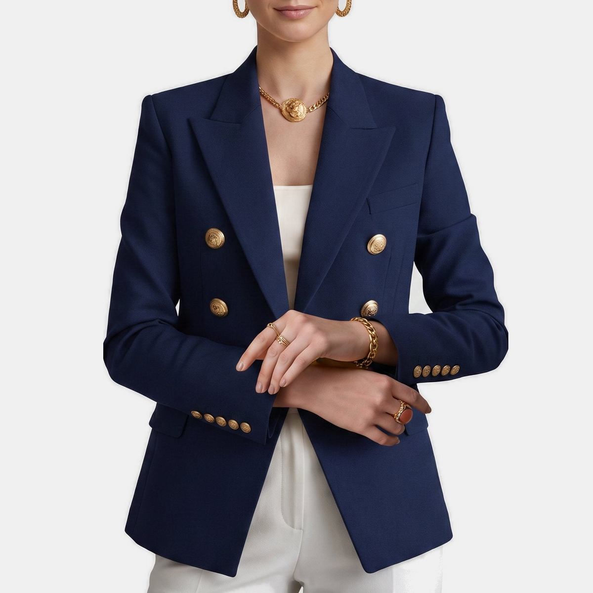 Women's Tailored Blazer, Double Breasted Notch Lapel