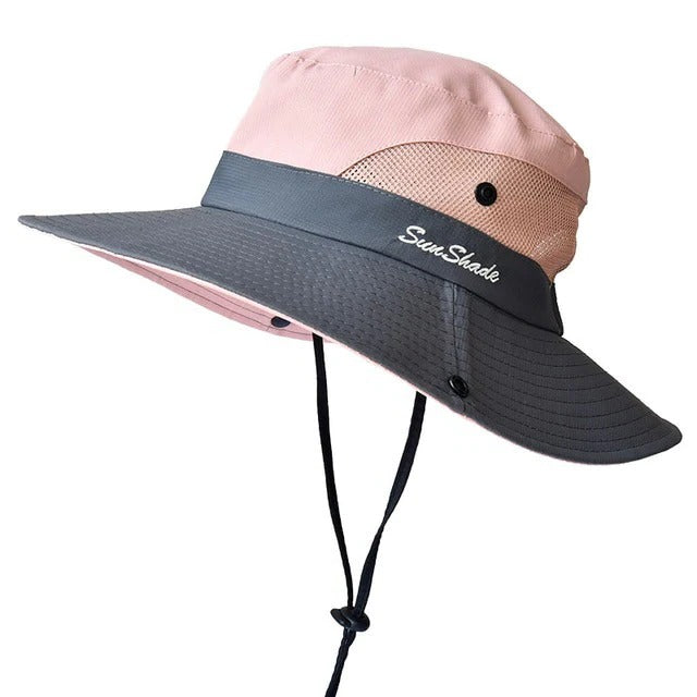 Wide Brim Sun Hat with UV Protection and Breathable Mesh, Foldable for Travel