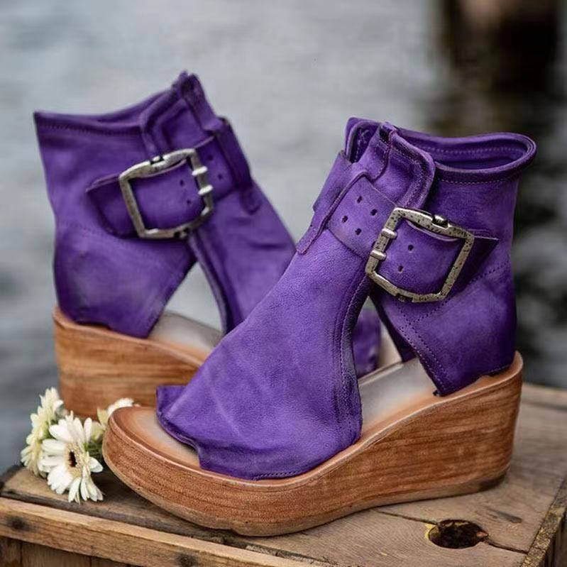 Leather Comfort Sandals, Wedge Sandals for Everyday Wear and Casual Style
