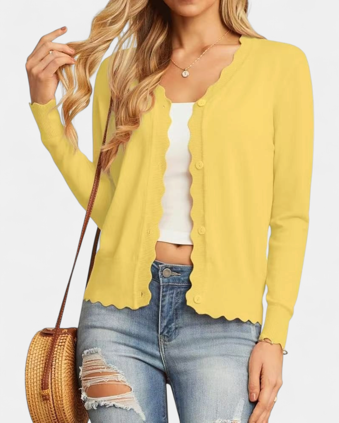 AVRIL | Women's Cropped Knit Button Up Cardigan