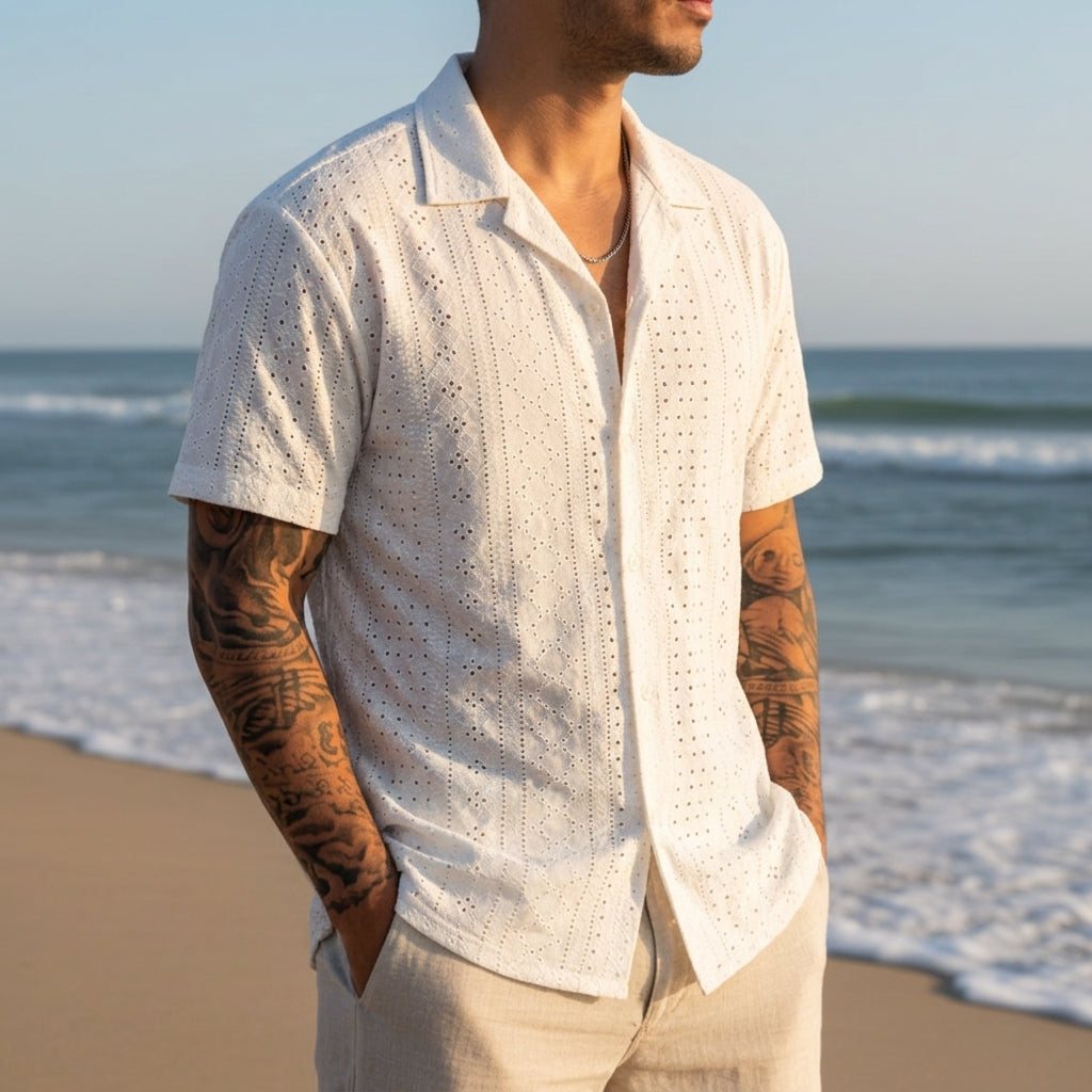 Bilbao Eyelet Jacquard Camp Shirt