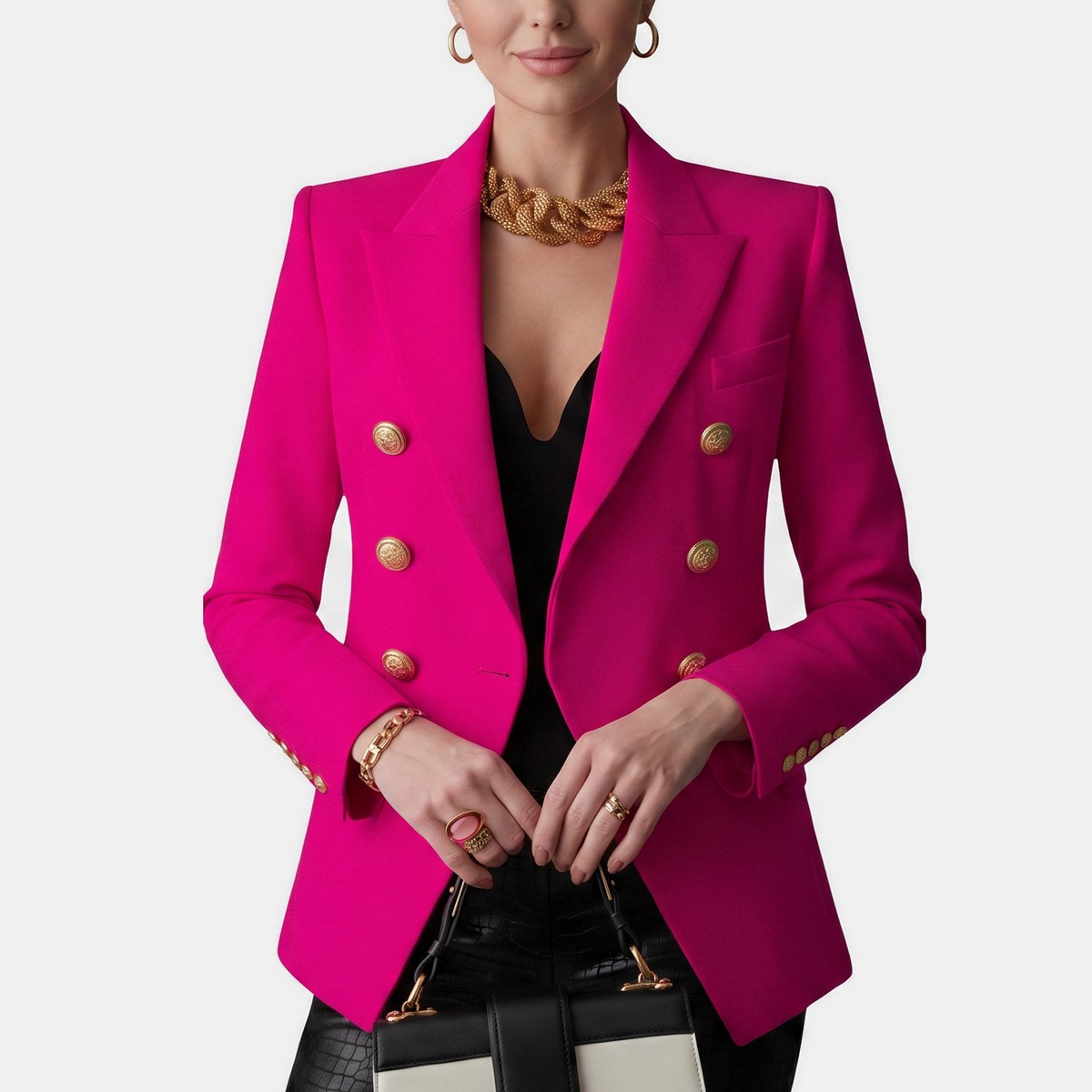 Women's Tailored Blazer, Double Breasted Notch Lapel