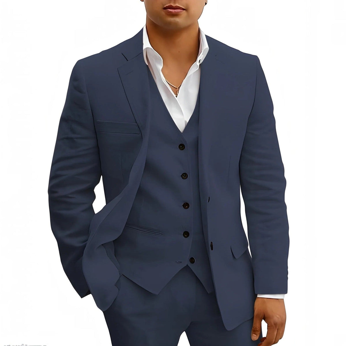 Lightweight Three-Piece Suit with Jacket, Waistcoat and Trousers for Summer Events