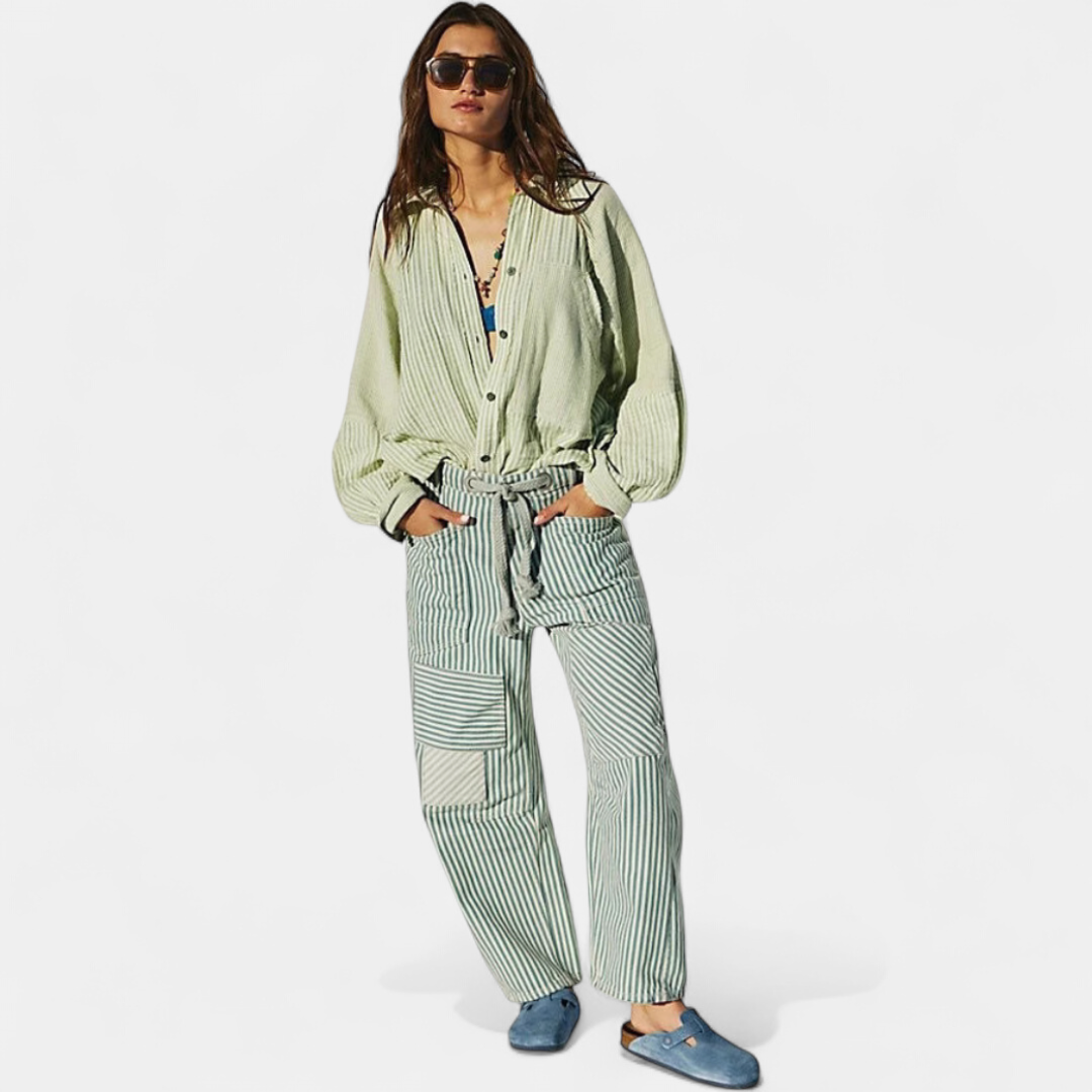 PERLAH | Wide Leg Striped Women's Pants