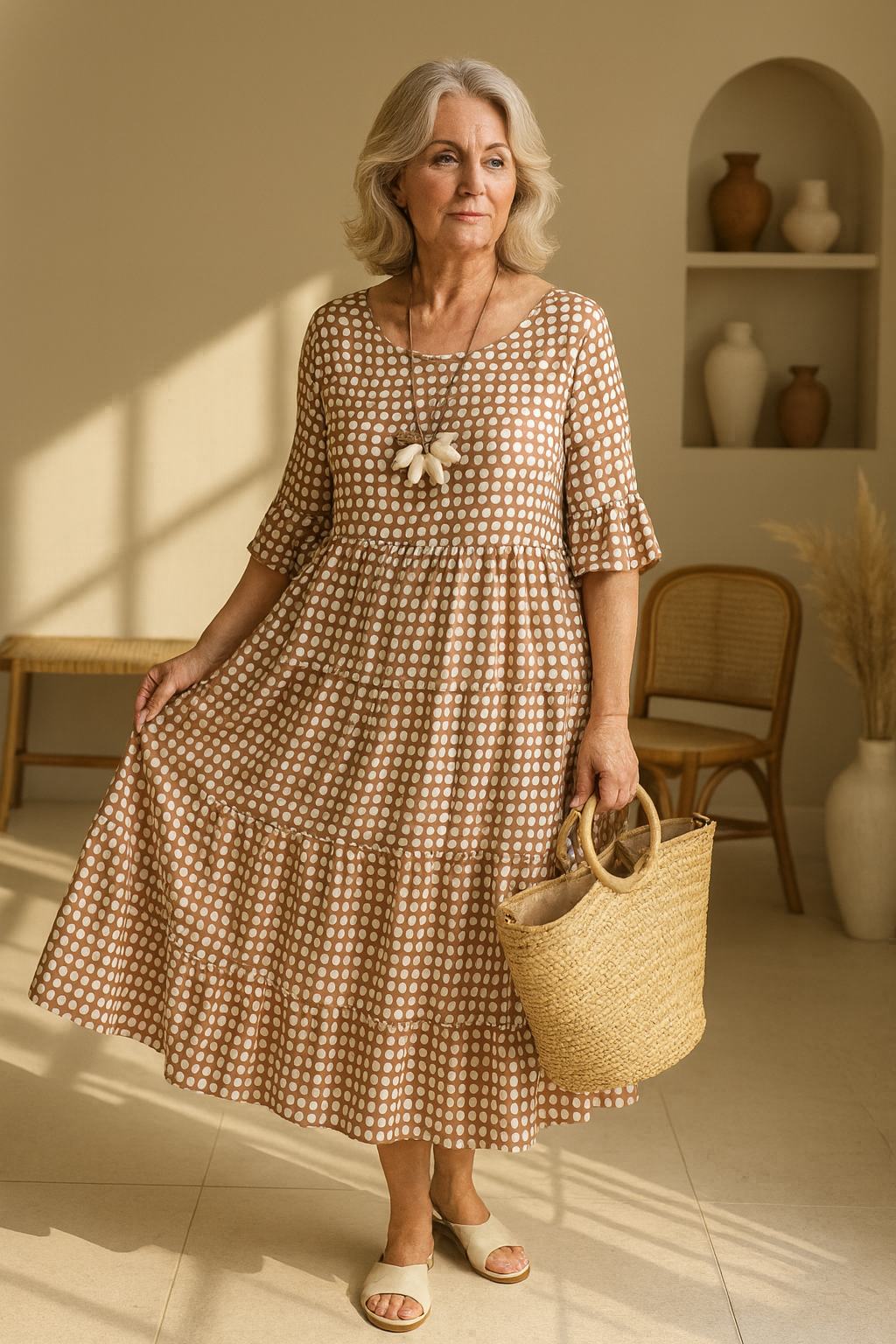 Zerelle | Short Sleeve Midi Dress