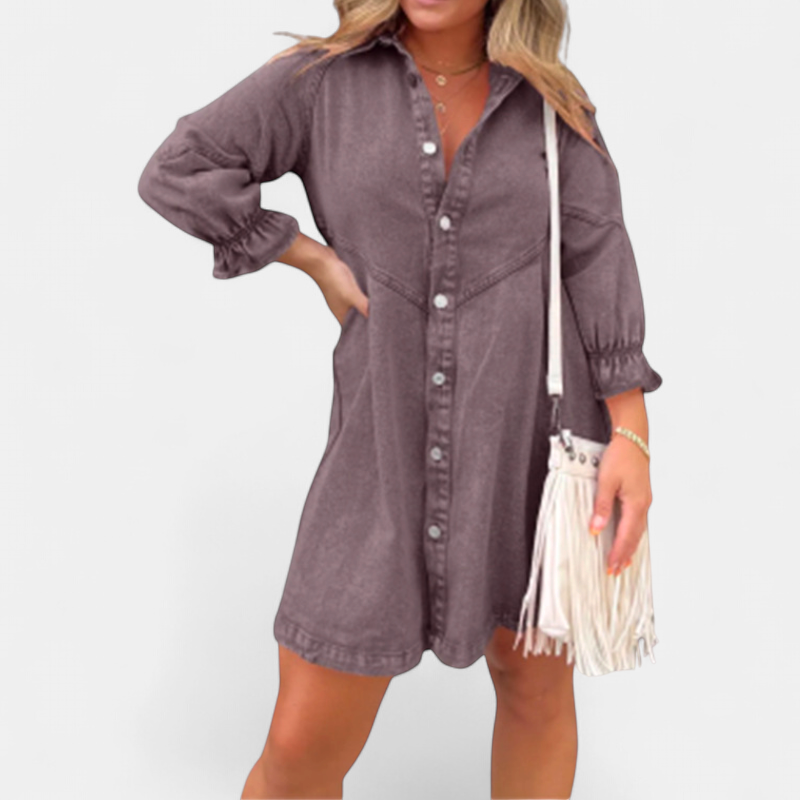 CORY | Collared Puff Sleeve Mini Dress for Women | Casual Summer Dress