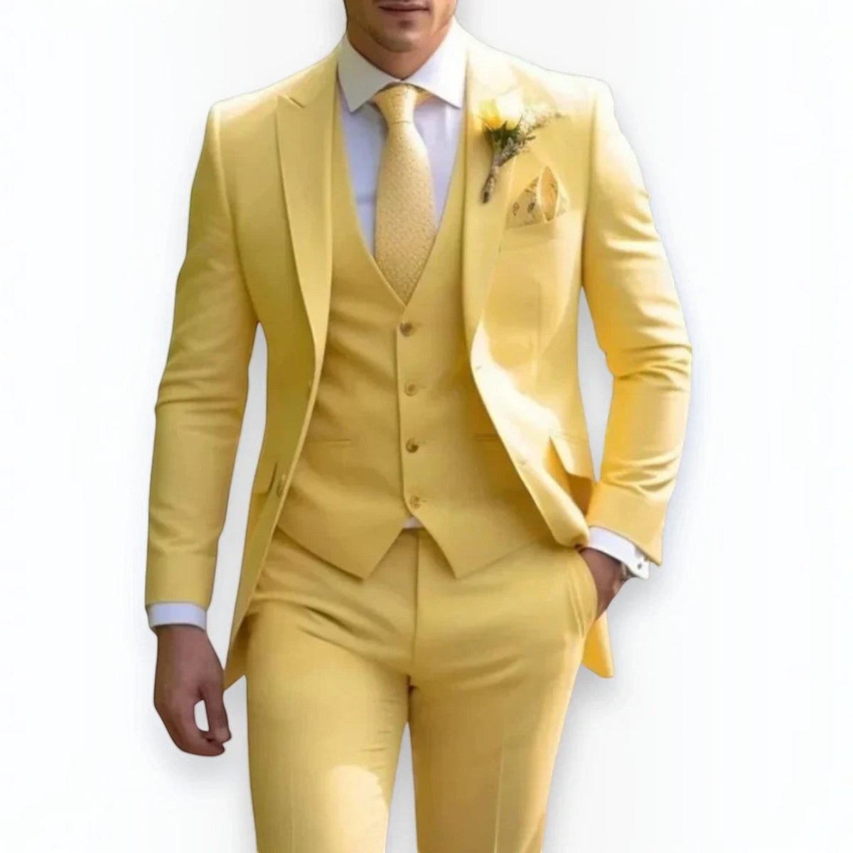 Mens Slim Fit Three Piece Suit Set with Jacket, Vest and Trousers