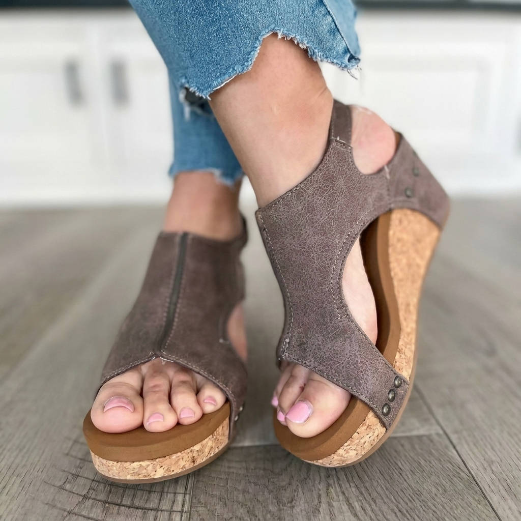 Suede Wedge Sandals, Fashionable Platform Sandals for Casual and Dressy Occasions