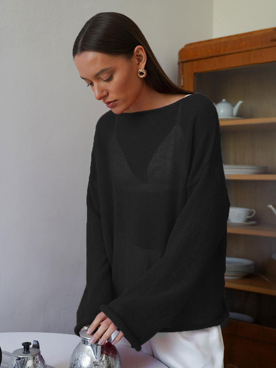 TOVA | Women's Oversized Cropped Mohair Knit Sweater