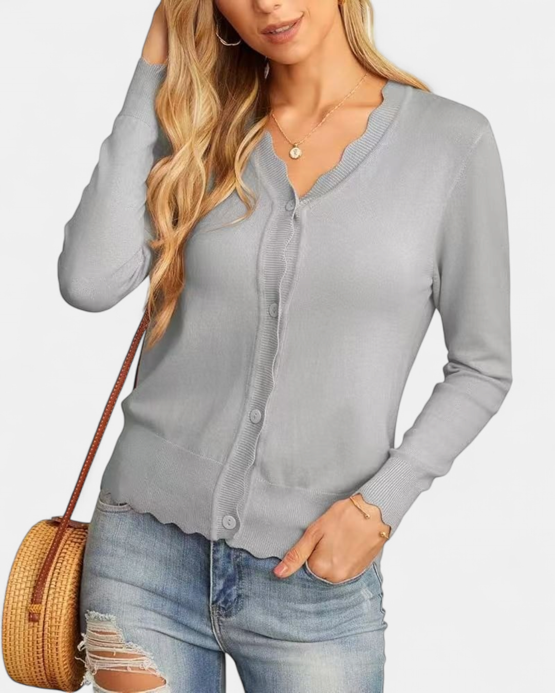 AVRIL | Women's Cropped Knit Button Up Cardigan
