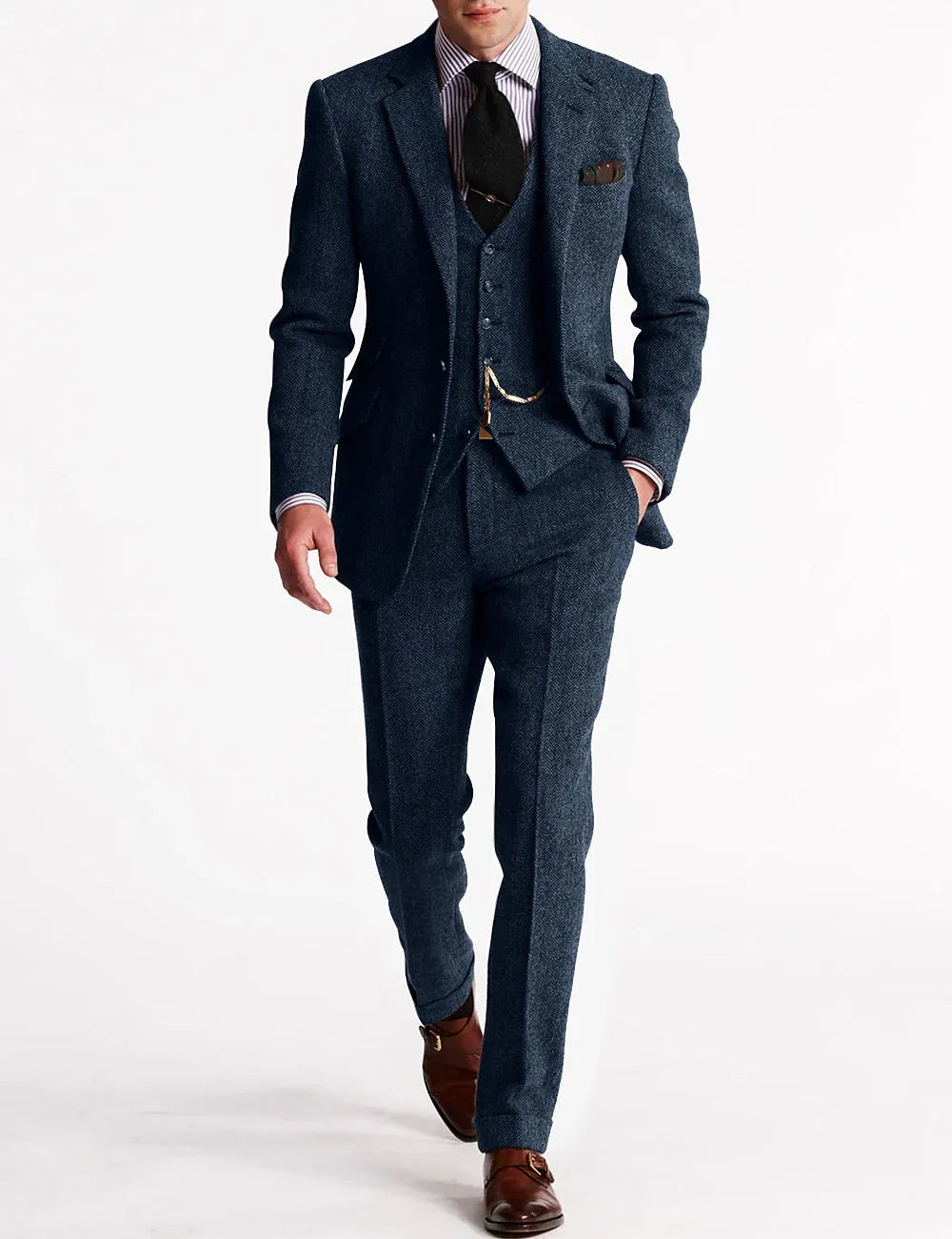 Tweed Tuxedo Suit with Jacket and Flat Front Trousers
