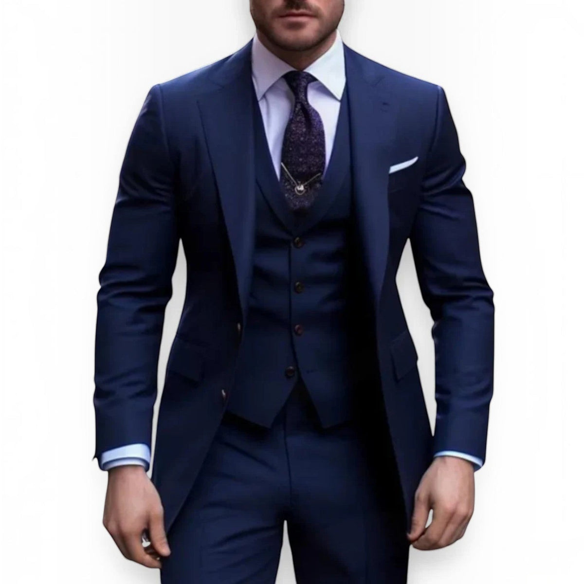 Mens Slim Fit Three Piece Suit Set with Jacket, Vest and Trousers