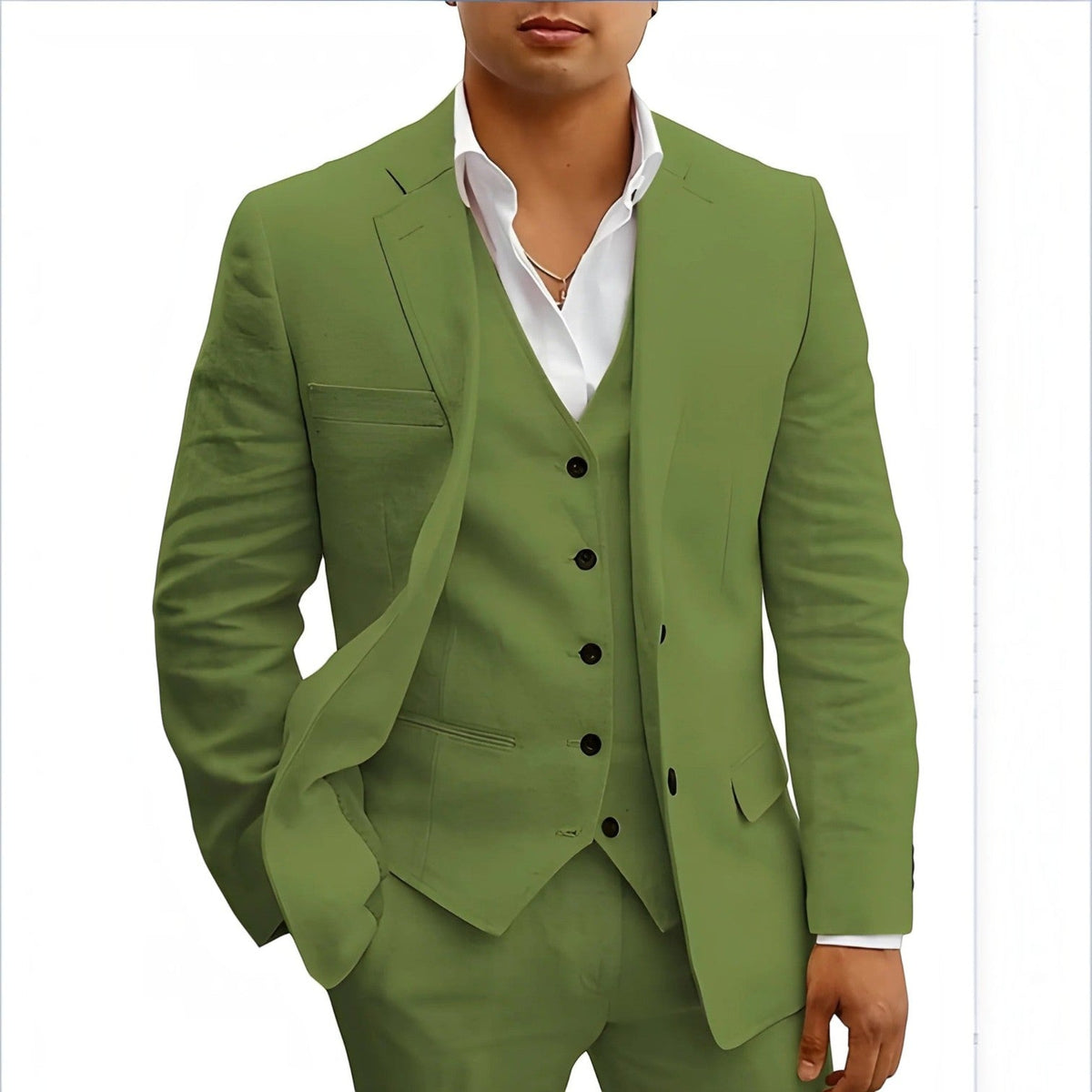 Lightweight Three-Piece Suit with Jacket, Waistcoat and Trousers for Summer Events