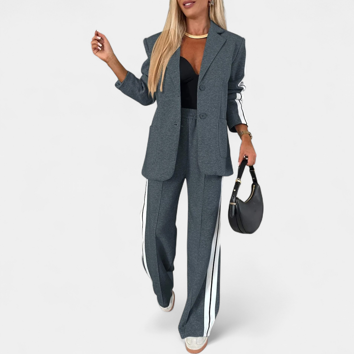 MAELYN | Women's Wide Leg Striped Blazer Set
