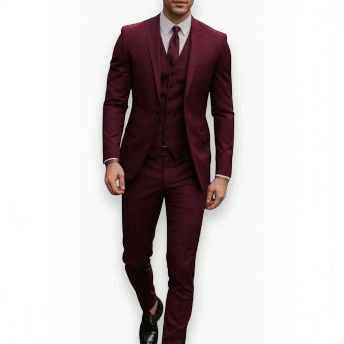 Mens Slim Fit Three Piece Suit Set with Jacket, Vest and Trousers