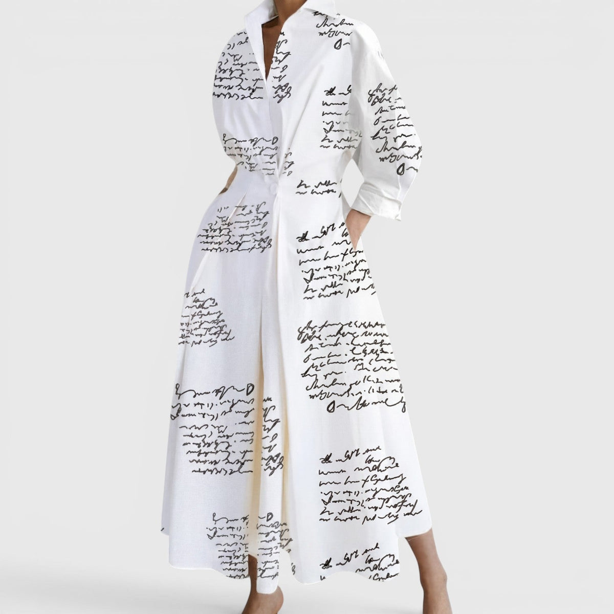 SOFER | Elegant Collared Maxi Dress with Wrap-Style Front Detail