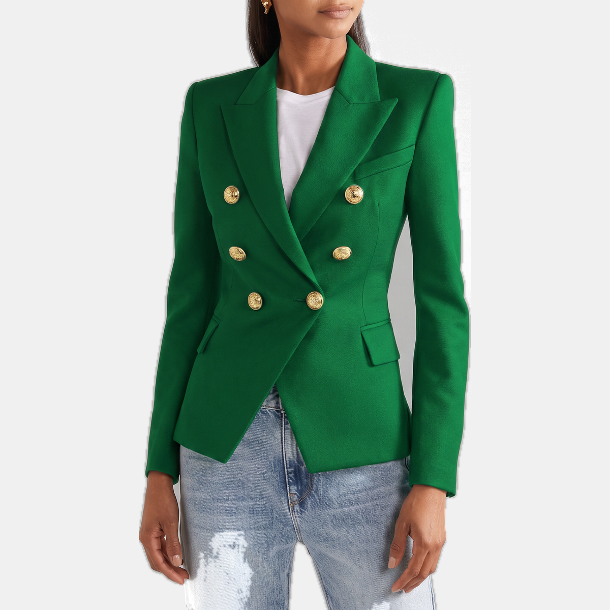 Women's Tailored Blazer, Double Breasted Notch Lapel