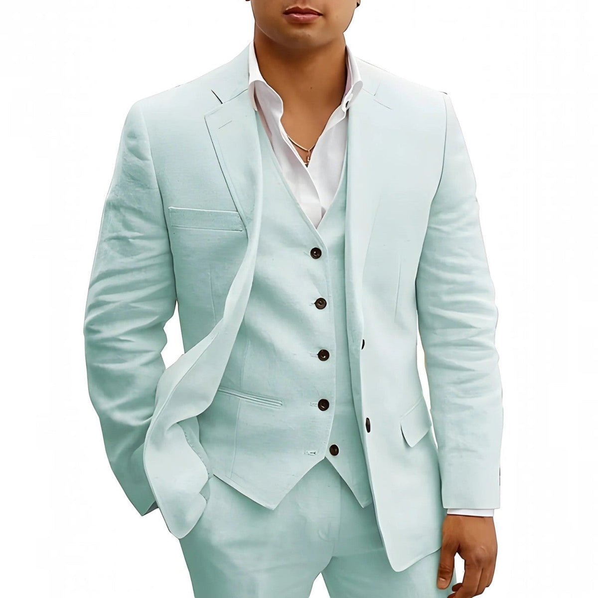 Lightweight Three-Piece Suit with Jacket, Waistcoat and Trousers for Summer Events