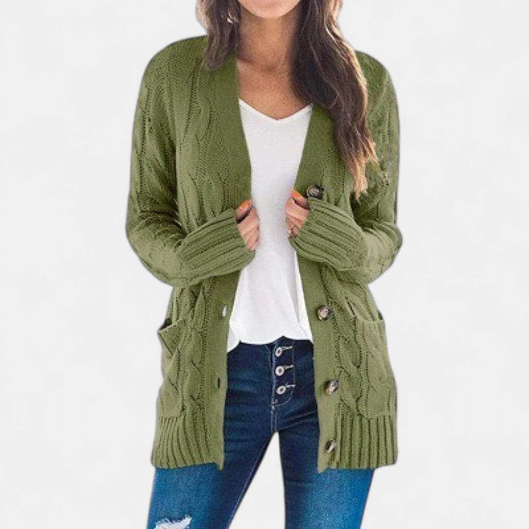 ANIKA | Women's Oversized Cable Knit Button Cardigan Sweater