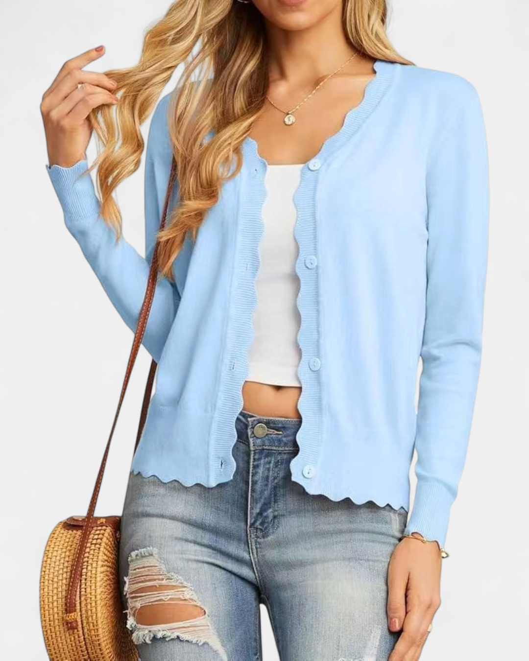 AVRIL | Women's Cropped Knit Button Up Cardigan